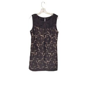 White House Black Market Dress Guipure Lace Black Cocktail Sleeveless Size 12